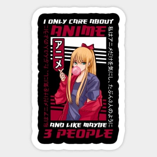 I Like Anime Video Games And Maybe 3 People Gamer Sticker